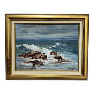F. Yayboke Turkish Coastal Seascape Signed Oil Painting, Circa 1960's