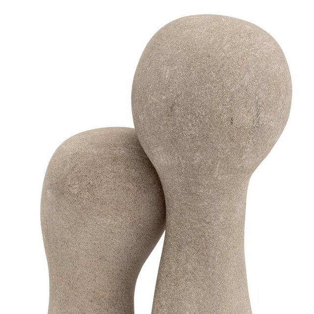 Signed Modern Abstract Composite Stone Sculpture, 1967, two stylized figural forms on rectangular base, signed in Hebrew...