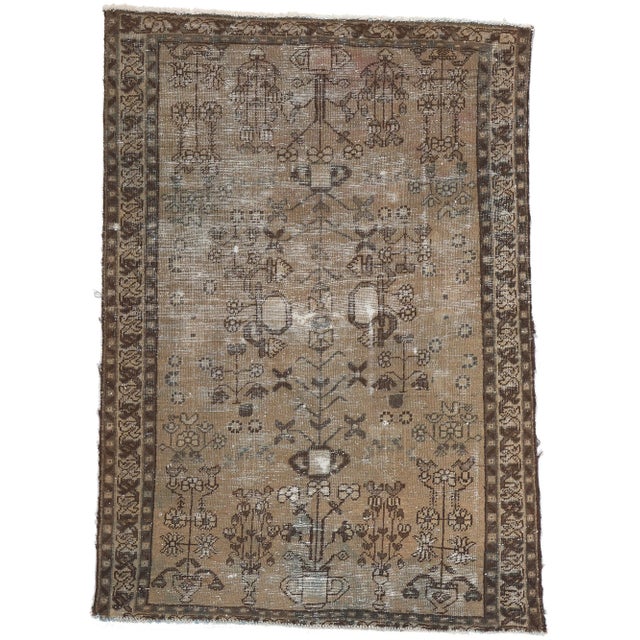 Early 20th Century Distressed Faded Antique Persian Rug, 04'03 X 05'11 For Sale - Image 10 of 10