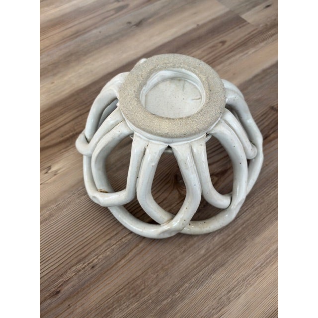 Vintage Ceramic Woven Lattice Basket Bowl For Sale - Image 12 of 13