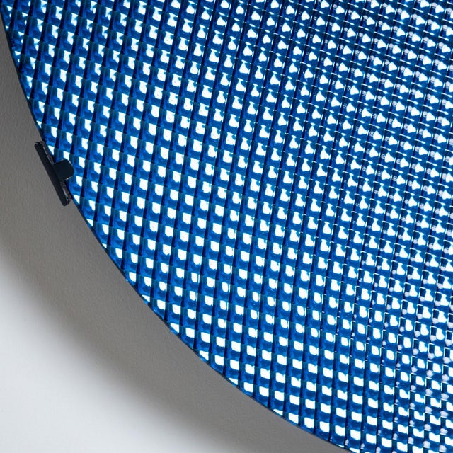 Wood 21st Century Large Concave Disc in Blue Glass by Roberto Giulio Rida, Italy For Sale - Image 7 of 18