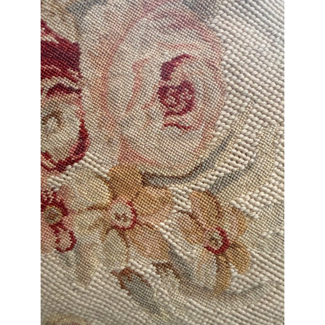 ‘French Aubusson-Style’ Tapestry Cushion, Pillow, Wool Petit Point Needlepoint Botanical Design, Solid Cotton Velvet Zippered Back by Chelsea Textiles For Sale - Image 10 of 12