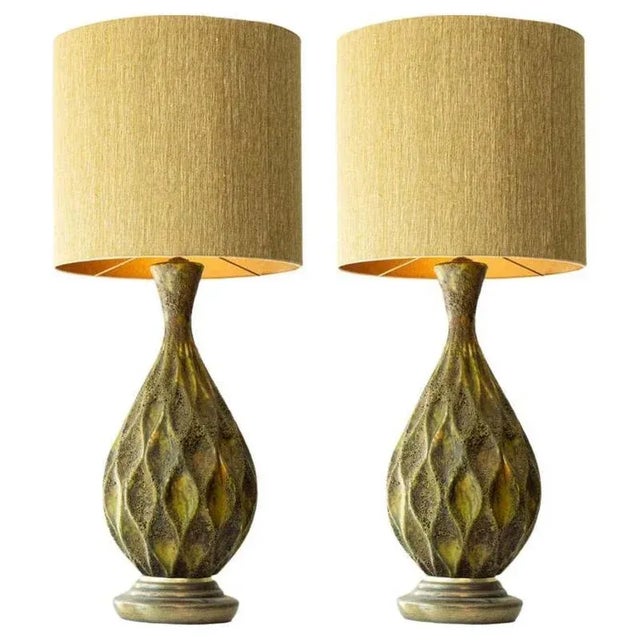 Diamondshape Ceramic Table Lamp by R. Houben, 1970 For Sale - Image 9 of 9