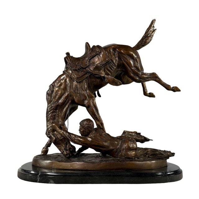 "Wicked Pony" Signed Bronze Sculpture After Frederic Remington - 19" H For Sale In Dallas - Image 6 of 9