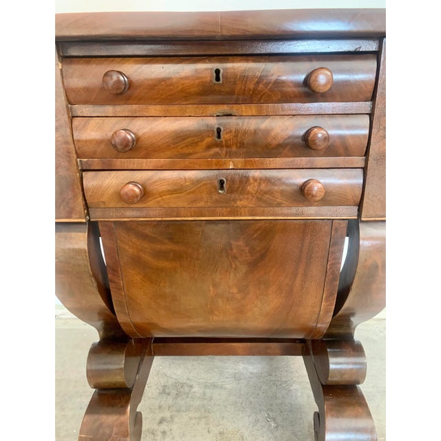 American Empire Mahogany Drop Leaf Work Table Side Cabinet For Sale In Phoenix - Image 6 of 12