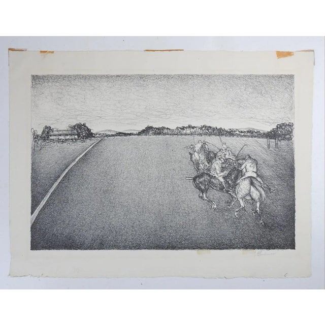 English Early 20th Century Polo Players Horses Lithograph For Sale - Image 3 of 3