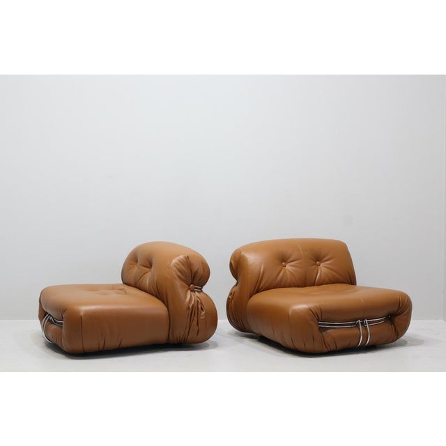 Soriana Armchairs in Leather by Afra and Tobia Scarpa for Cassina, 1969, Set of 2 For Sale - Image 14 of 16