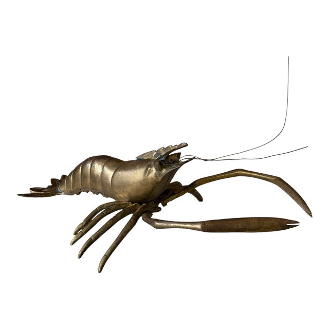 Vintage Hollywood Regency Coastal Brass Lobster/Crayfish Sculpture For Sale
