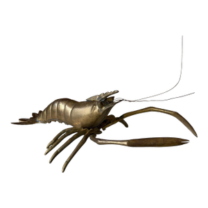 Vintage Hollywood Regency Coastal Brass Lobster/Crayfish Sculpture