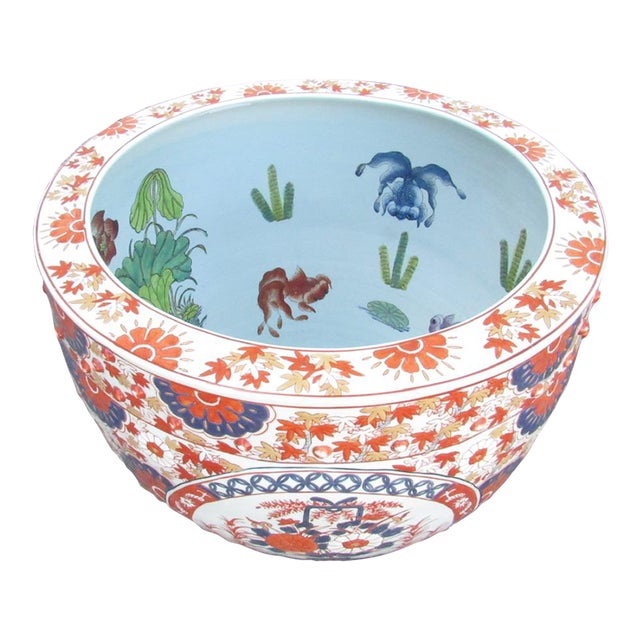 Large Imari Porcelain Fish Bowl For Sale