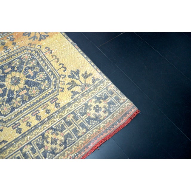 Amber 1960s Vintage Distressed Turkish Handmade Runner For Sale - Image 8 of 11