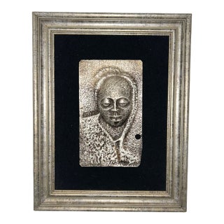 Framed Zinc Relief Wall Sculpture – African-Inspired Portrait For Sale