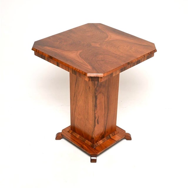Mid-Century Modern Art Deco Figured Walnut Occasional Side Table, 1930 For Sale - Image 3 of 9