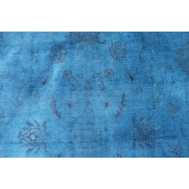 Blue Large Turkish Oushak With Floral Design in Blue 10'3 X 16'7 For Sale - Image 8 of 16