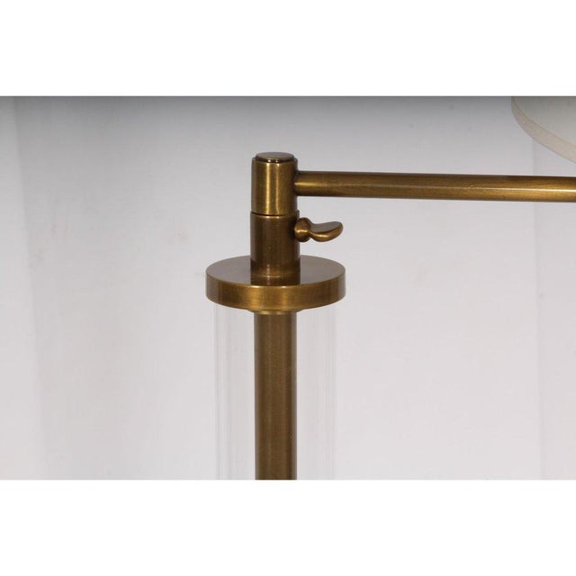 Brass Modern Glass and Brass Adjustable Floor Lamps, a Pair For Sale - Image 8 of 9