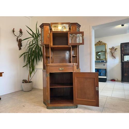 Brown Art Nouveau Columned Cabinet, 1890s For Sale - Image 8 of 14
