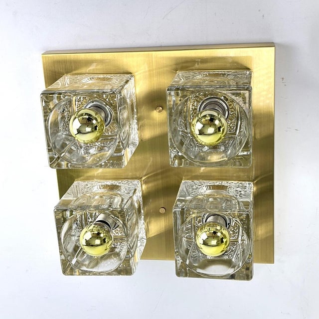 Glass Ice Cube Flushmount attributed to Peill & Putzler, 1970s For Sale - Image 9 of 14