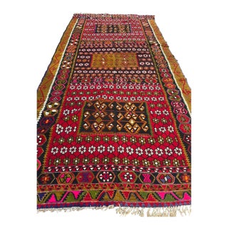 Monumental 15-Foot Vintage Avsar Kilim / Large Hand-Woven Anatolian Flatweave For Sale