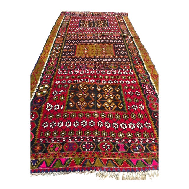 Monumental 15-Foot Vintage Avsar Kilim / Large Hand-Woven Anatolian Flatweave For Sale