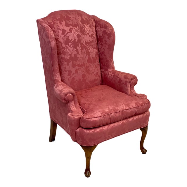 Vintage Traditional Chippendale Queen Anne Wingback Chair Chairish