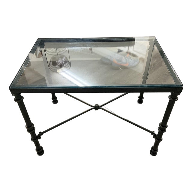 Vintage Sculptural Iron Side Table After Giacometti Verdigris Finish For Sale