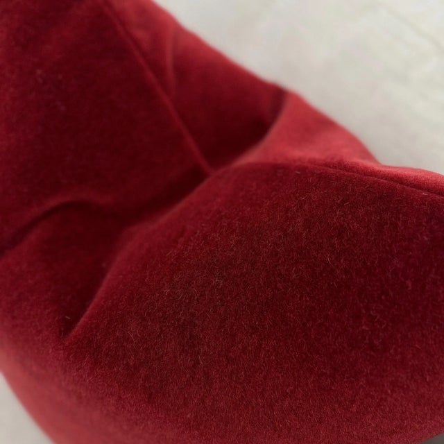 Contemporary Plush Red Down Filled Mohair Pillow For Sale - Image 3 of 3