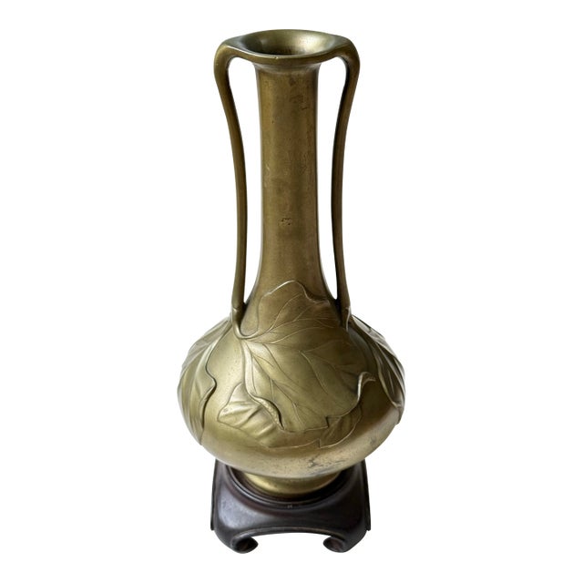 Antique Japanese Studio Bronze Art Nouveau Vase Meiji Period For Sale