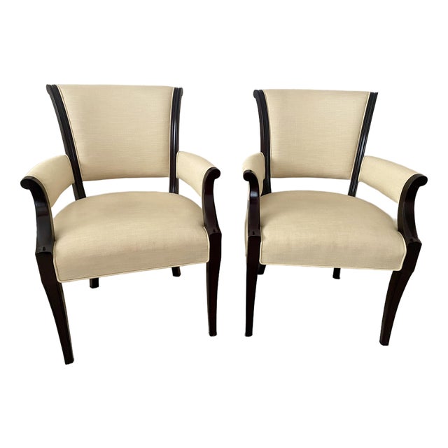 Vintage Baker Furniture Barbara Barry Modern Regency Exquisite Pair Accent Armchairs For Sale