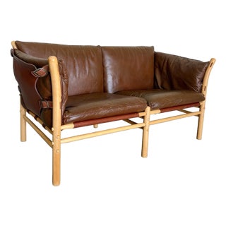 Arne Norell Ilona Safari 2 Seat Sofa in Brown Leather, Sweden 1960’s For Sale