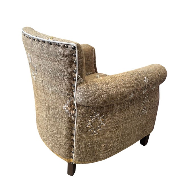 Moroccan Handcrafted Moroccan Sabra Silk Club Chair - Marrakech For Sale - Image 3 of 8