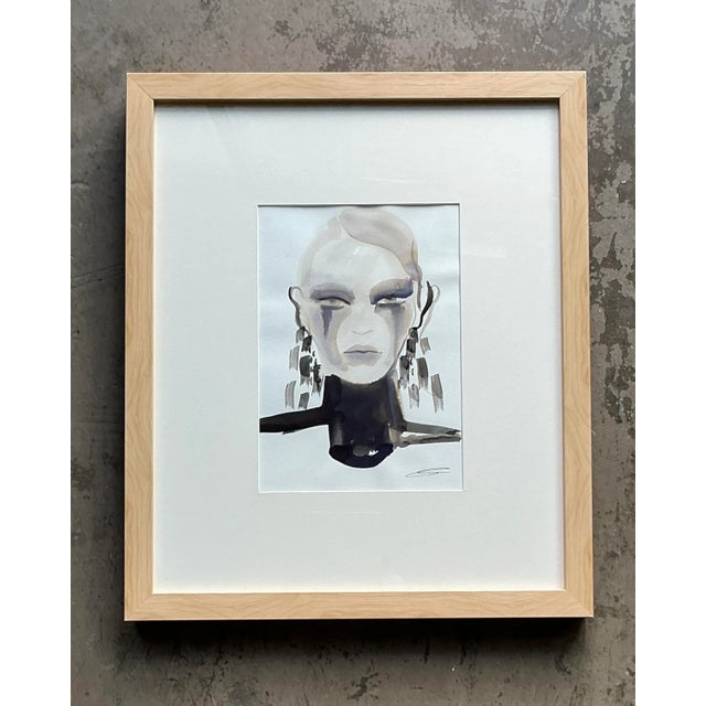 Unveil the captivating allure of this Vintage Original Abstract Watercolor Portrait, a striking piece that blends...
