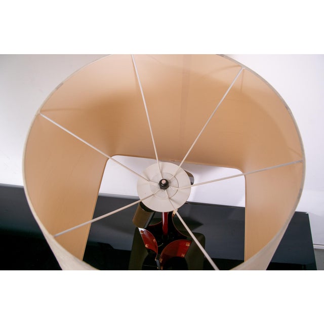 Red Sculptural Red Metal Table Lamp with D-Lamp Shade, 1980s For Sale - Image 8 of 9