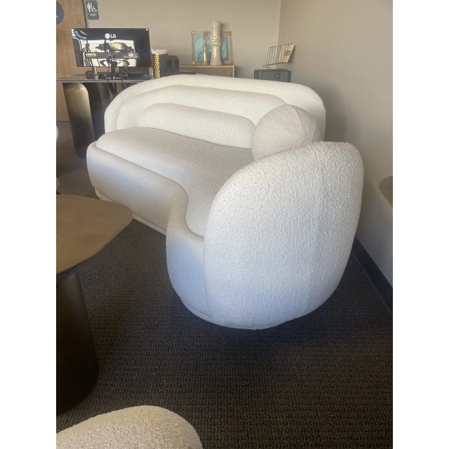 Textile Showroom Sample Bernard White Curved Boucle Sofa For Sale - Image 7 of 8