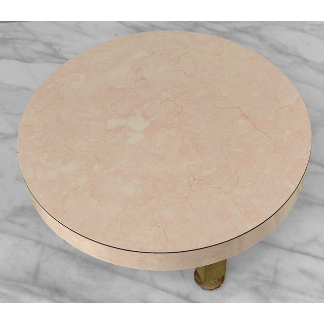 1950s Mid-Century Pink Marbled Formica Round Plant Stand For Sale - Image 5 of 8