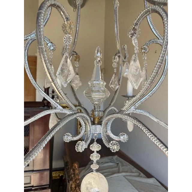 Mid 20th Century French Rock Crystal Silvered Chandelier For Sale - Image 5 of 8