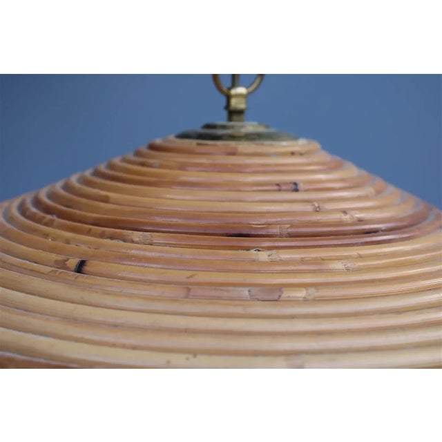Italian Round Bamboo Chandelier, 1950s For Sale - Image 6 of 10