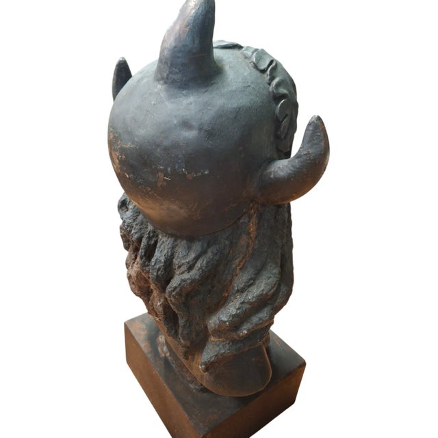 Cast Iron Native American Indian Chief Bust For Sale - Image 12 of 12