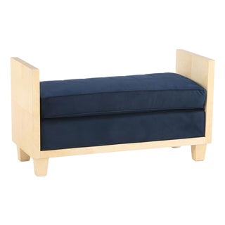 Modernist Style Parchment-Upholstered Bench, in the Manner of Jean-Michel Frank For Sale