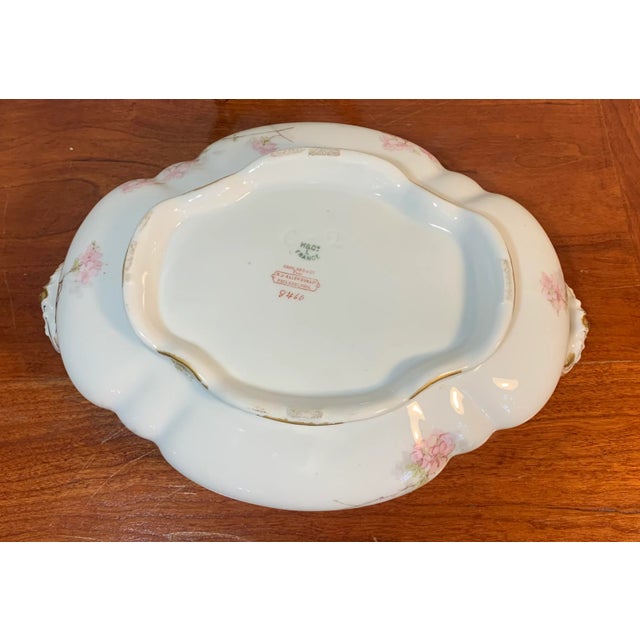Ceramic Antique Oval Scalloped Edge Porcelain Serving Dish Haviland & Co For Sale - Image 7 of 10