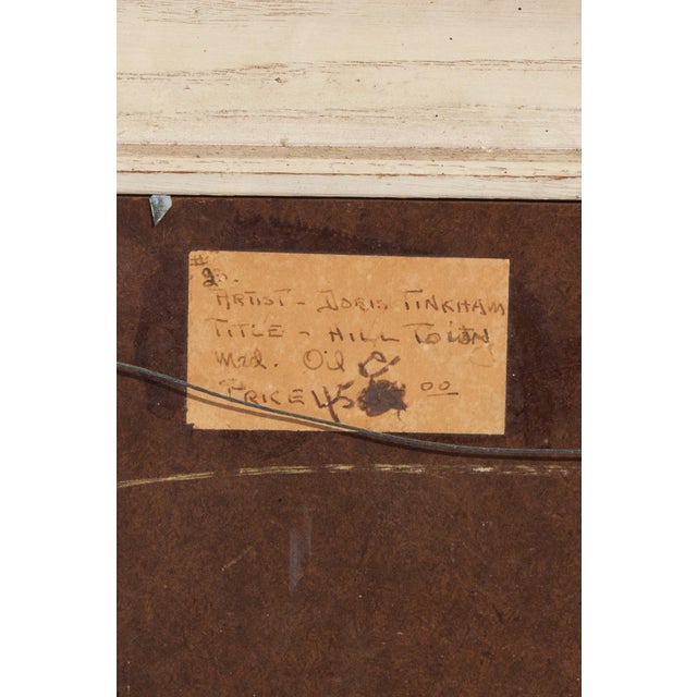 1950s Framed Original “Hill Town” Oil Painting, Signed by Artist Doris Tinkham For Sale - Image 10 of 10