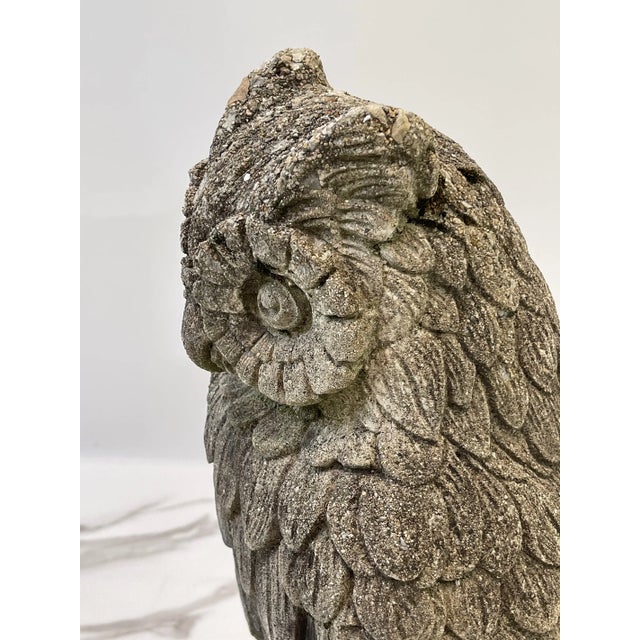 Sculpture Materials Henri Studio Vintage Cast Concrete Owl Garden Statue For Sale - Image 7 of 13