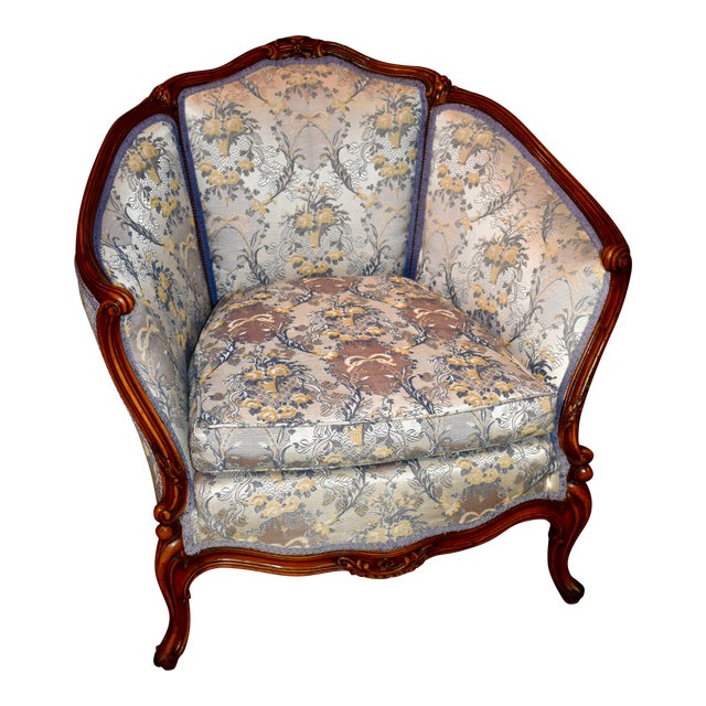 Vintage Carved Walnut French Style Rounded Back Chair Chairish