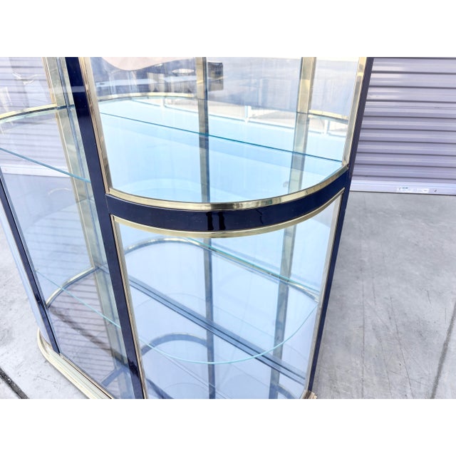 Metal Vintage Brass & Gunmetal Display Cabinet Styled After MasterCraft For Sale - Image 7 of 13