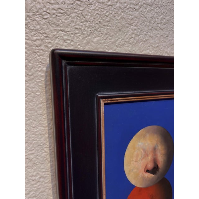 Contemporary Goodbye Children by Matthew Saba | Oil Painting of a figure with a round head and orange body For Sale - Image 3 of 3