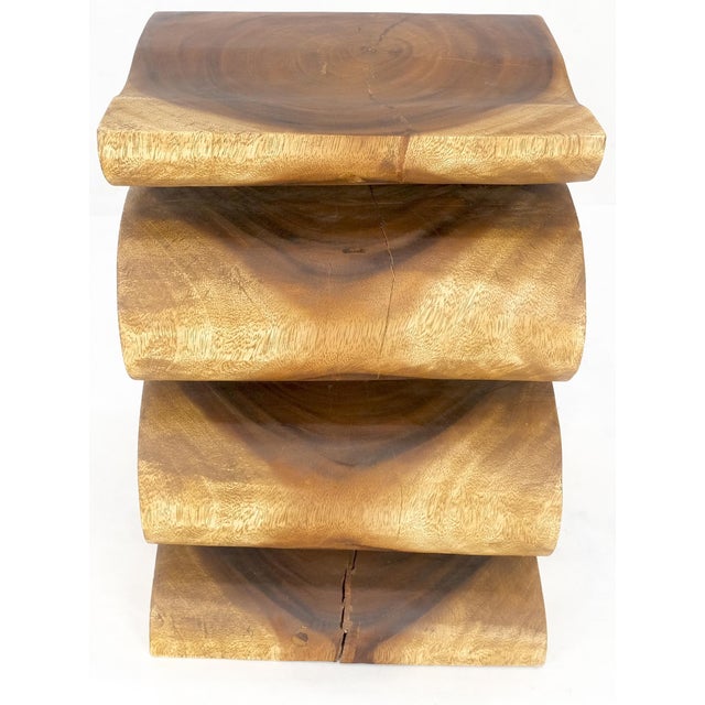 Snake Shape One Piece Carved Solid Walnut Square Top Stool Side Table Stand