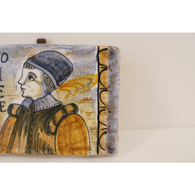 Hand-Painted Castelli Maiolica Portrait Tile For Sale In Austin - Image 6 of 14