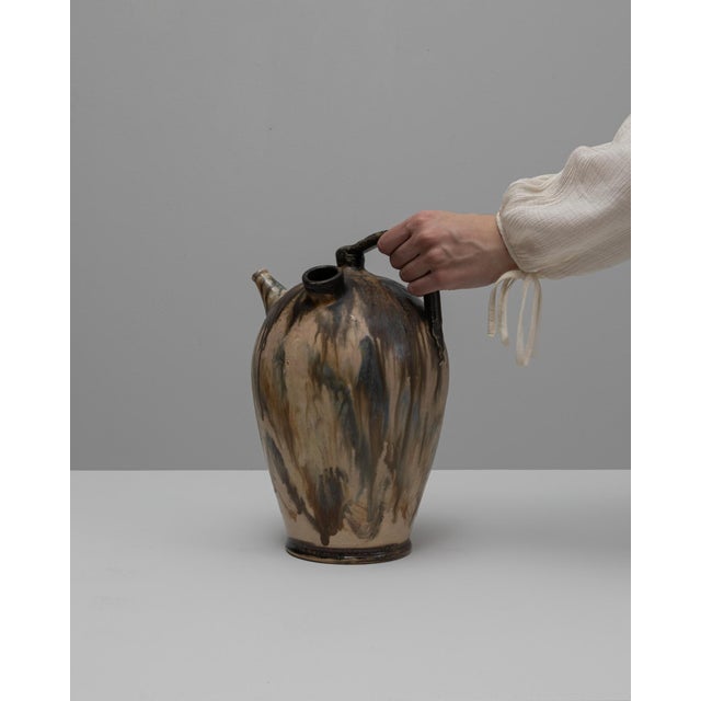 Traditional 20th Century Belgian Drip Glaze Ceramic Jug For Sale - Image 3 of 18