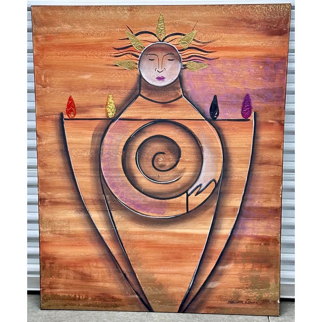 Gunnar Erman is well known for his mixed media representations of abstract paintings. This piece featuring a sun motif....