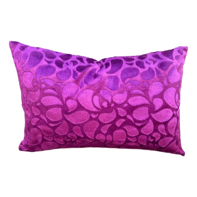 Purple Cut Velvet Lumbar Cushion Cover For Sale