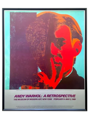Andy Warhol Estate Vintage 1989 Moma Exhibition Lithograph Print Framed Pop Art Poster " Self Portrait " 1967